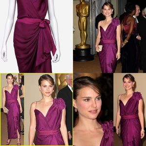 Lanvin Draped Wrap Burgundy Cocktail Dress